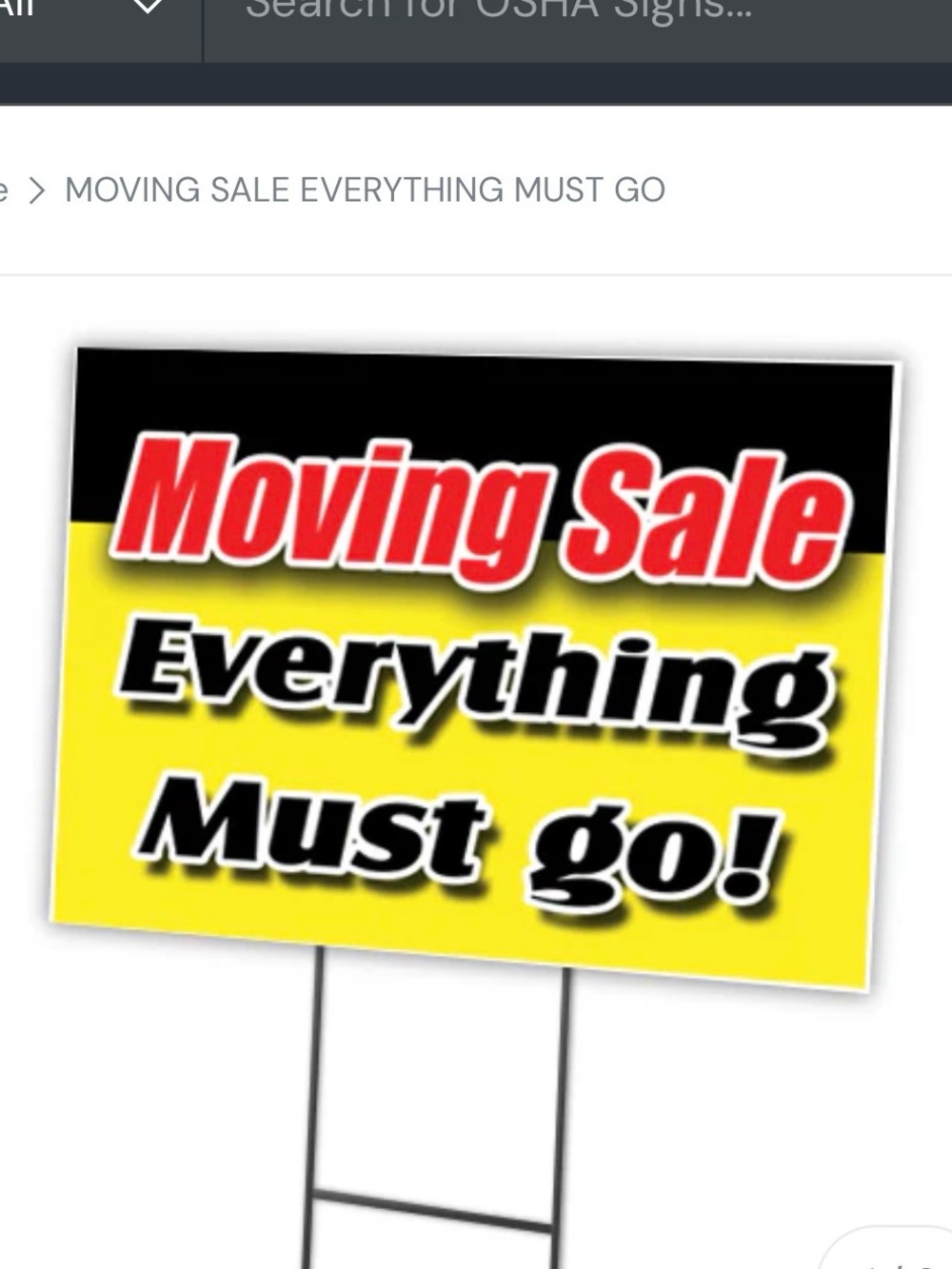'Moving Sale Everything Must Go'